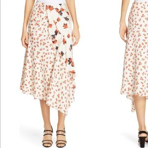 Self Portrait orange and cream floral skirt.